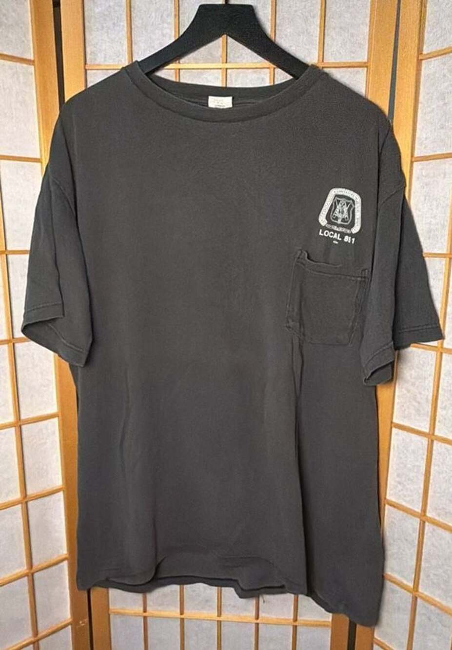 90’s Union Line Carpenters Local 851 Pocket T-Shirt Size XL Faded Black